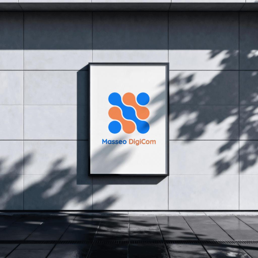 Mockup du logo de Masseo DigiCom, une agence de marketing