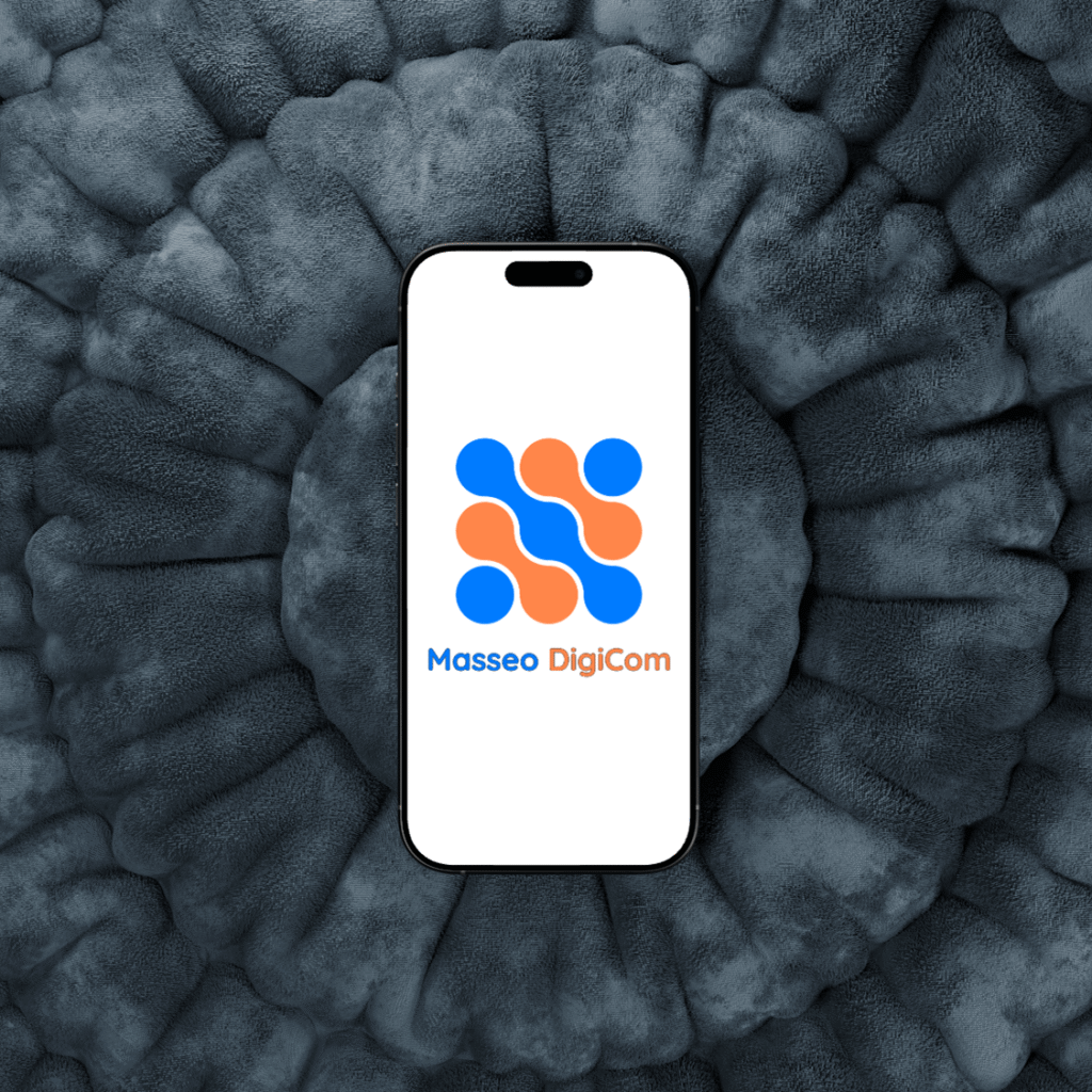 Mockup du logo de Masseo DigiCom, une agence de marketing