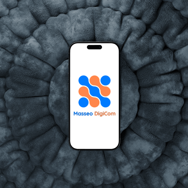 Mockup du logo de Masseo DigiCom, une agence de marketing